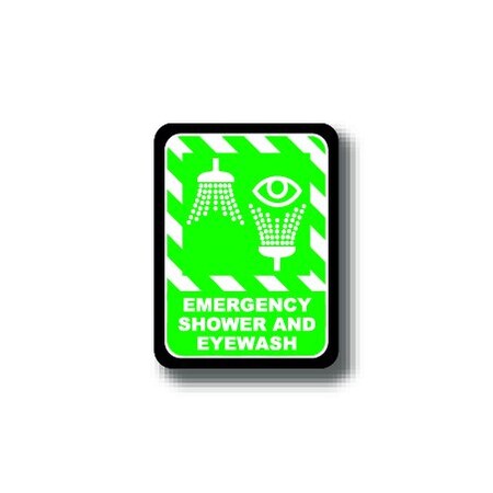Ergomat 12in x 9in RECTANGLE SIGNS - EMERGENCY SHOWER AND EYEWASH DSV-SIGN 108 #2297 -UEN